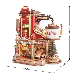 Robotime Wooden Music Box Christmas Dream Gift Factory 3D