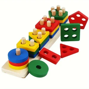 Montessori Toys for Toddlers and Kids Preschool, Wooden Sorting & Stacking Educational Toys, Learning Puzzles Gift