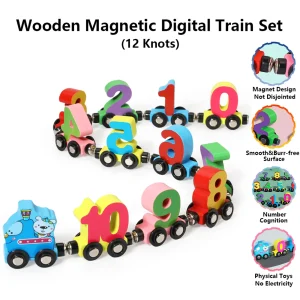 12PCS/Sets Magnetic Digital Train Colorful Cognition Wooden Toy