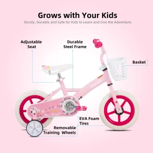 KEANO 10 12 Inch Kids Bike for Boys and Girls Ages 1-4 Years, Toddler Bike with Training Wheels & Basket, Parent Push Handle