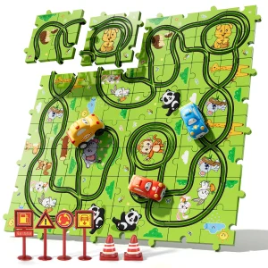 39 Pcs Jigsaw Puzzle Race Track Car Set Toys For Kids Puzzle Tracks Cars Toys Gifts For 3 4 5 Year Old Boys Kids Birthday Gifts